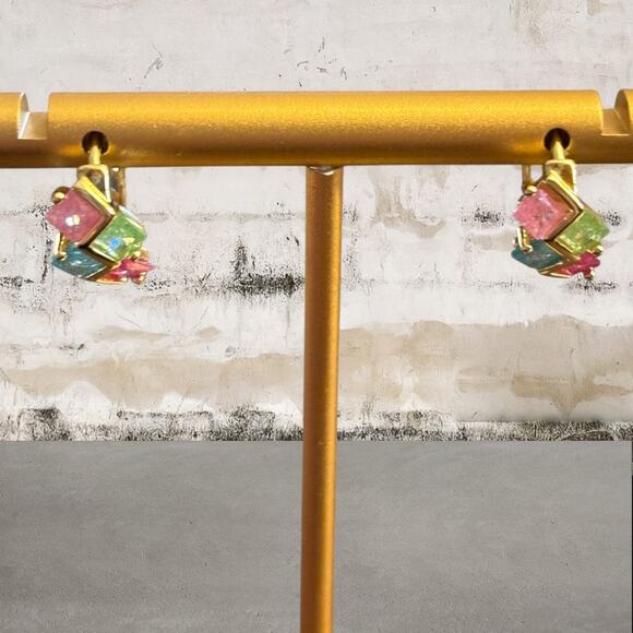 18K Gold Plated Rainbow Hoops NEW - Picture 2 of 6